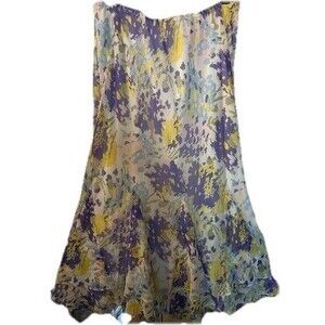 Water Color Floral Art purple & pastel Fairy gauze layered hem skirt CATO 14-16W
